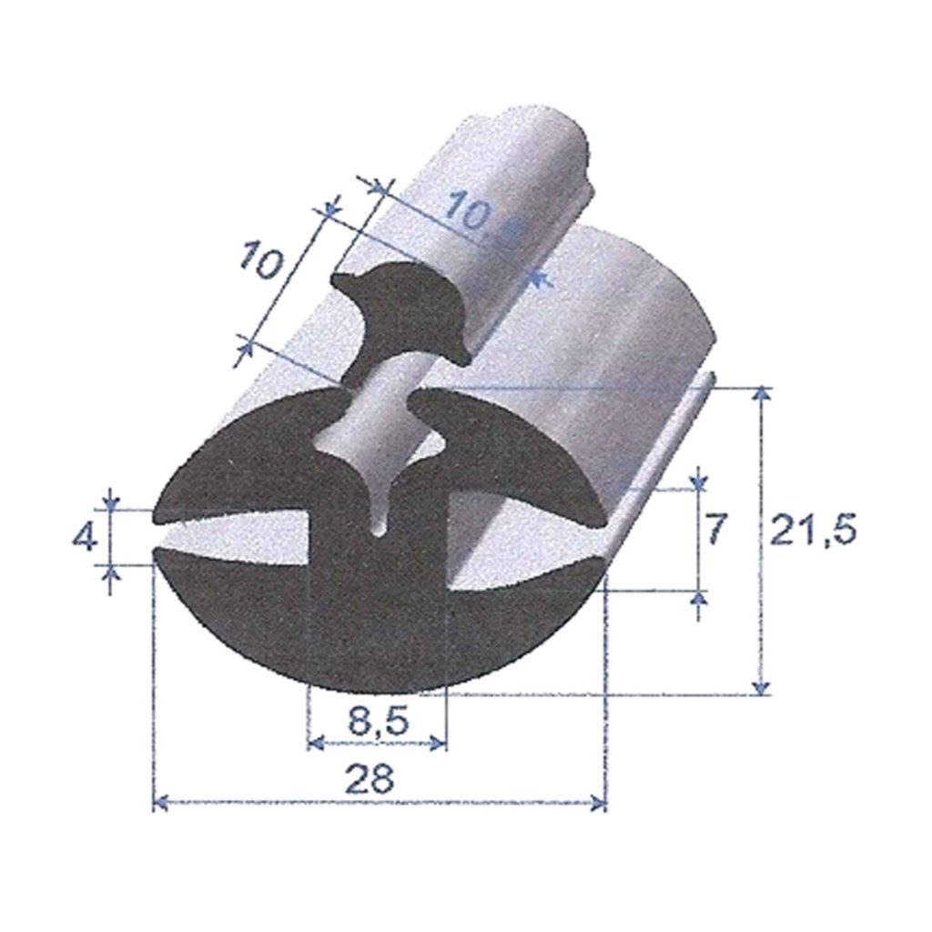 Profil adhésif caoutchouc EPDM compact - 4520 - antichoc pour angle -  rouleau de 20m